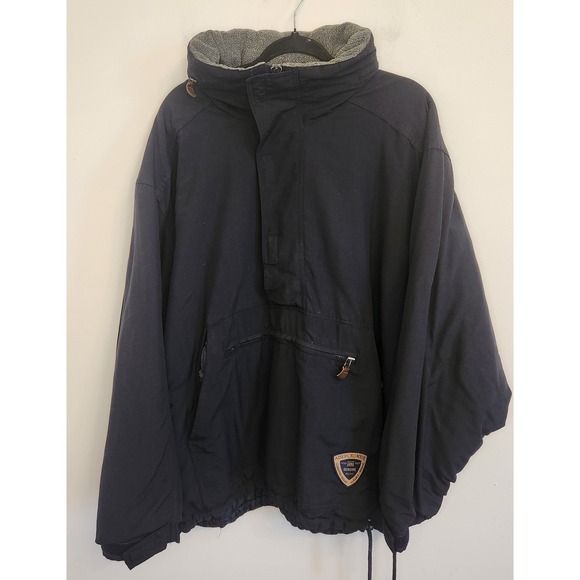 Abercrombie & Fitch Mens Vintage Pullover Anorak Jacket Hooded Navy Blue Large - Picture 1 of 11